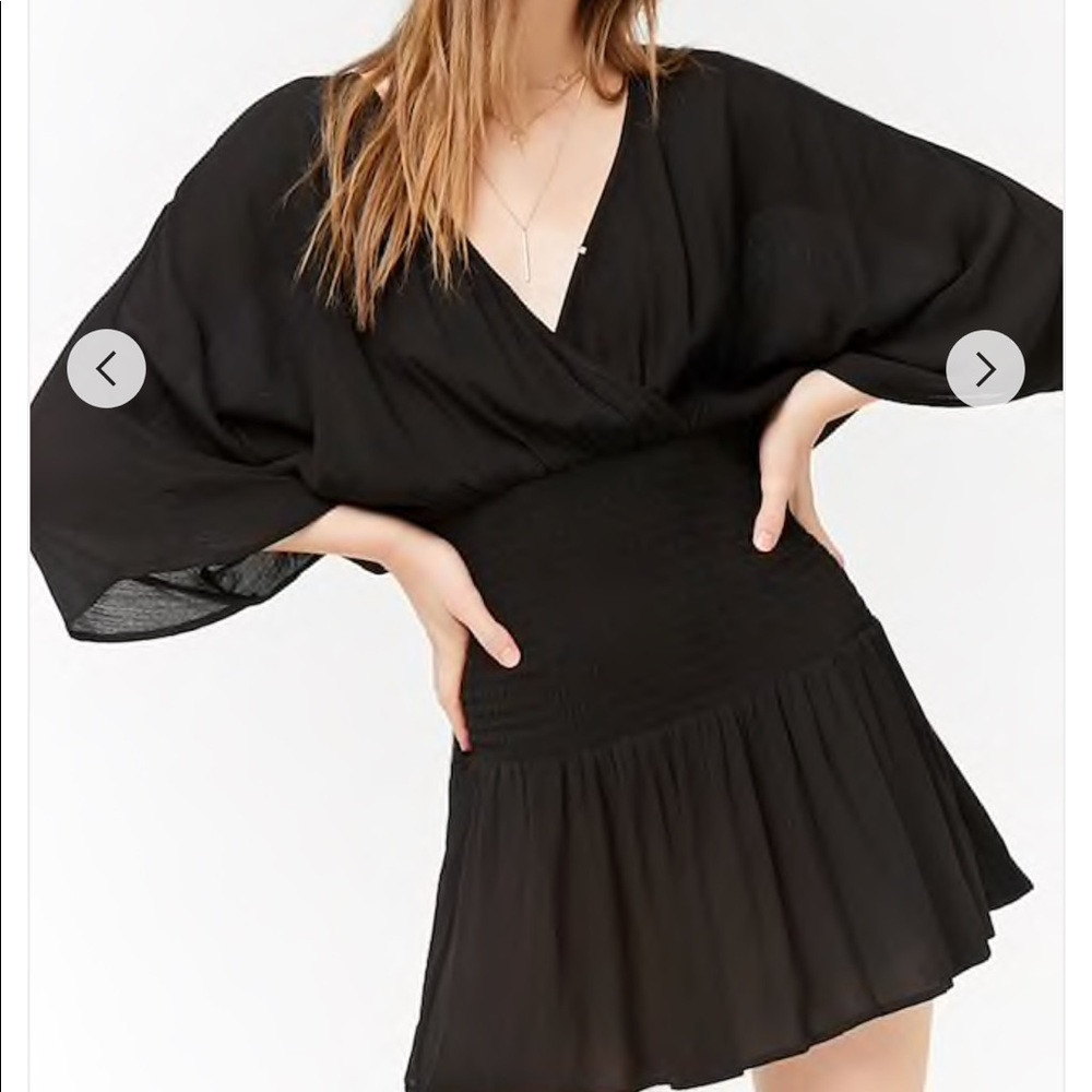 Smocked Surplice Mini Dress